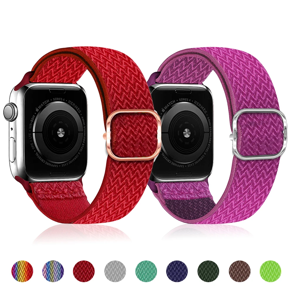 

Ремешок нейлоновый для Apple Watch Band Series 6 5 4 3 2 1 SE, регулируемый браслет для IWatch 38 мм 40 мм 42 мм 44 мм, аксессуары для часов