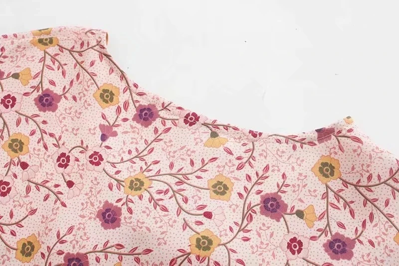 

Splend Moda 2021 Summer Boho Fashion All-Match Loose V-Neck Floral Positioning Printing Holiday Mini A-Line Dress Women Vestido