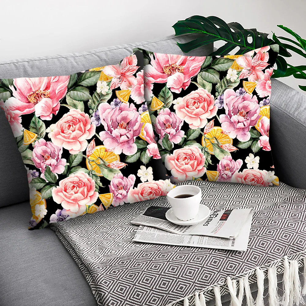 

MTMETY Double Sided Leopard Print Cushion Cover Home Decoration Pillowcase Rose Super Soft Short Plush Pillows Cases for Sofa