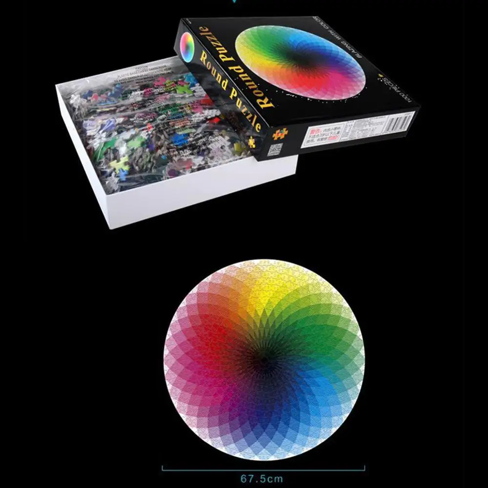 

Educational Reduce Stress Toy Colorful Rainbow Round Jigsaw Puzzle Paper 1000 pcs/set Geometrical Photo Puzzle Adult Kids DIY
