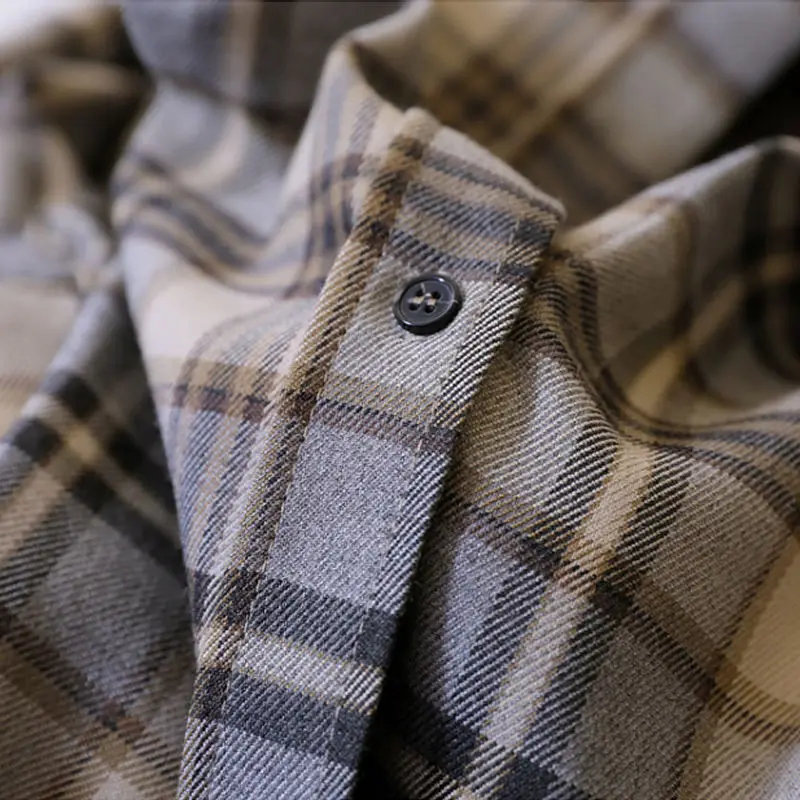 

Spring 2020 new British Plaid loose long sleeve shirt women's commuter frosting contrast check top