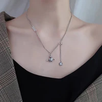 potcet korea 2021 fashion trend couple titanium steel planet necklace pendant silver personality retro jewelry free shipping