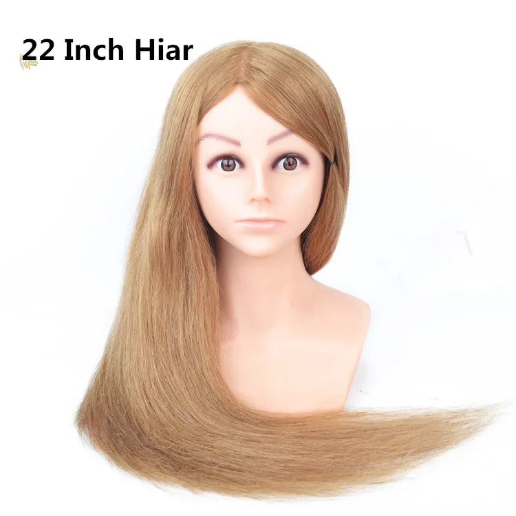 

Mannequin Head Salon 100% Real Hair 22" Golden hair Training Hairdressing Practice Cosmetology Mannequins Hair with Free Clamp