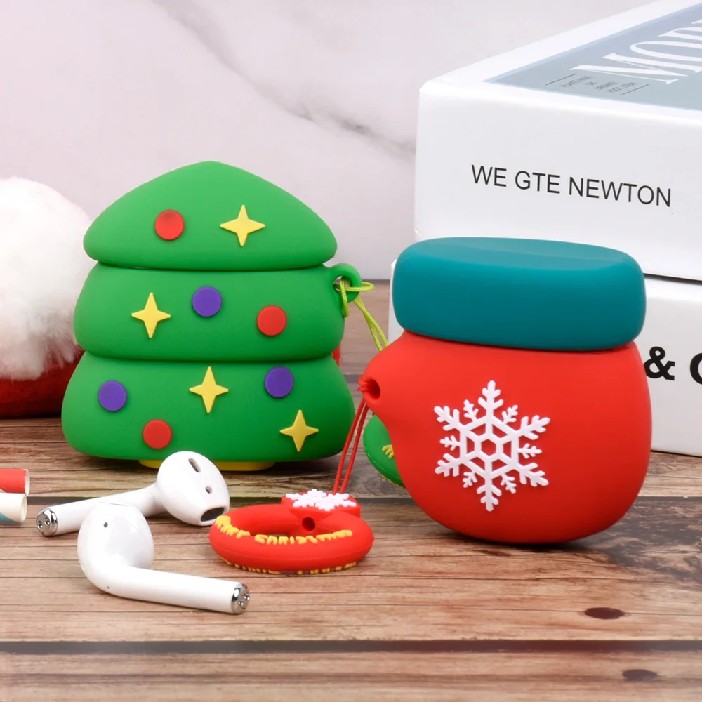 Рождественский милый Iphone гарнитура для airpods аксессуары чехол для Apple air pods 1/2 Earpods головная гарнитура с Buletooth силиконовый чехол