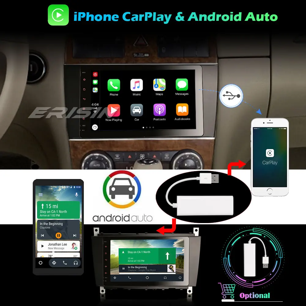 Erisin DAB + Android 10 0 Автомагнитола Canbus SWC DTV Wifi CarPlay для C/CLK/CLC Class W209 W203 - купить по