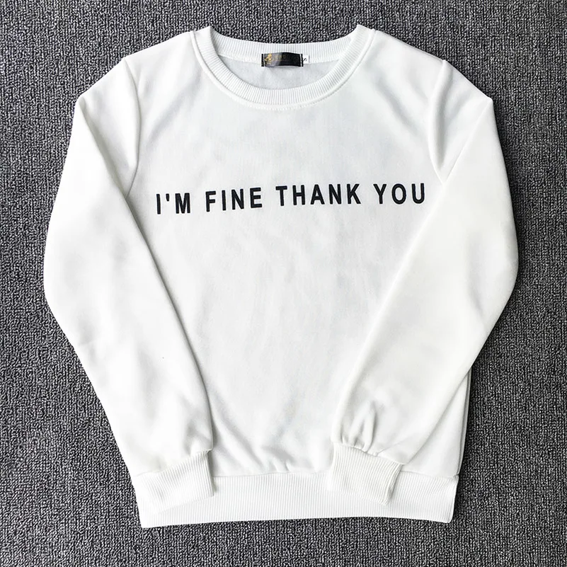 I'm Fine Thank You Hoodies Sweatshirts EuropeTops 2022 Women Casual Kawaii Harajuku Kpop Sweat Punk For Girls Clothing Korean