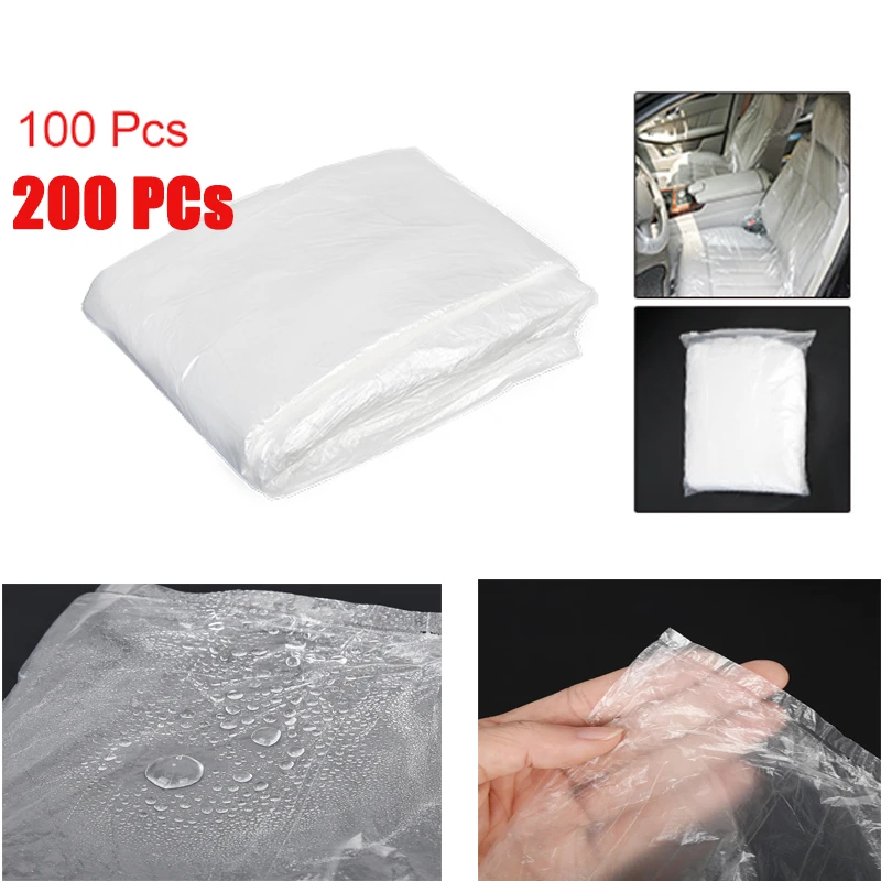 100/200Pcs Universal Disposable Transparent Anti-Dust Car Seat Protective Covers Plastic Workshop Garage Interiors Accessories images - 6