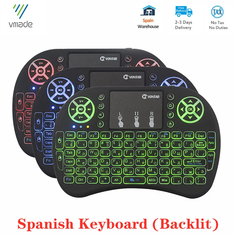 Беспроводная мини клавиатура i8 с подсветкой Испанская версия 2 4 ГГц Воздушная