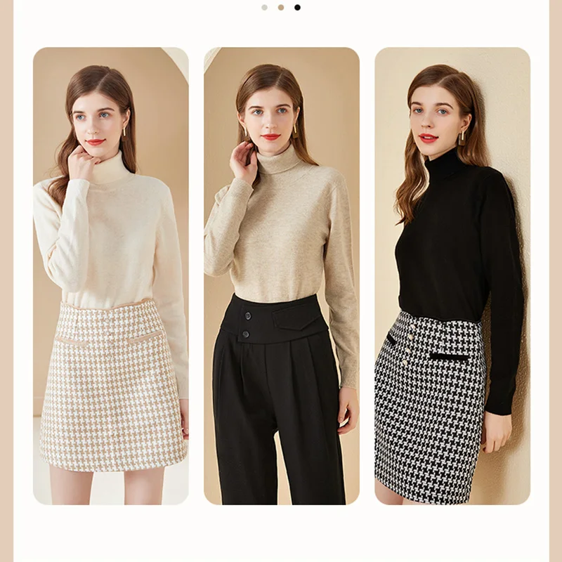 Женский свитер-водолазка из кашемира с длинным рукавом | Женская одежда