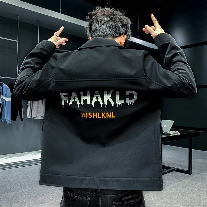 

Coat men 2021 autumn cargo jacket Korean version of the fashion brand slim sports leisure；Size（M-3XL）;Gennem Skyerne;QT5018