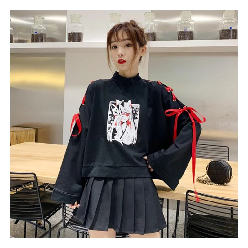 

Толстовка Женская с принтом лисы, милый свободный флисовый Свитшот популярного цвета, с завязками, Осень-зима-40