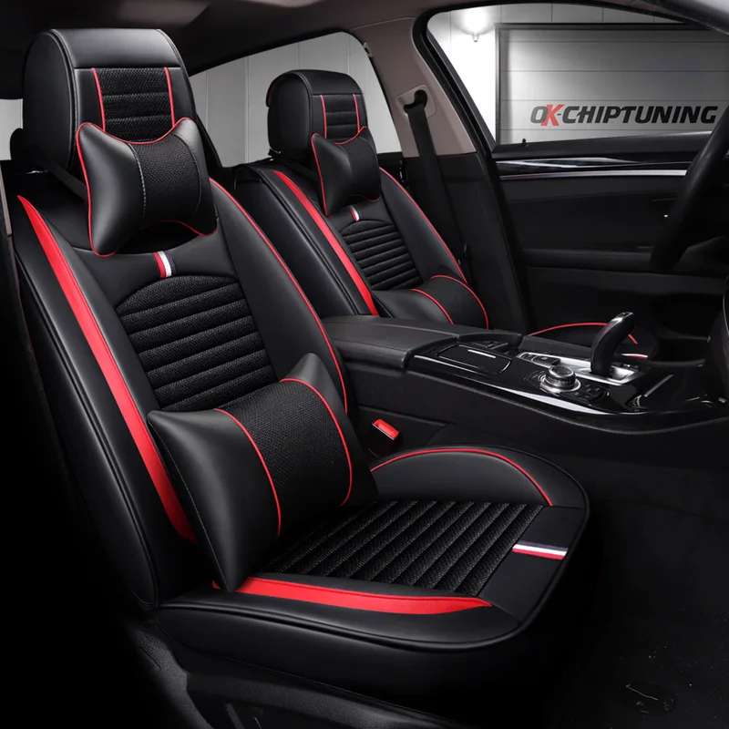 Чехол для автокресла из искусственной кожи с полным покрытием льняные