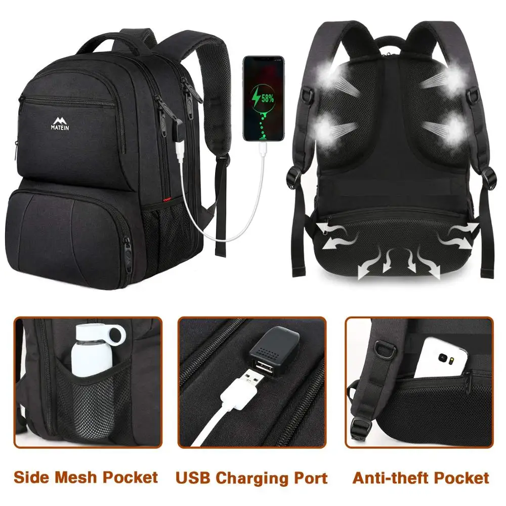 Рюкзак для ноутбука Matein 17 дюймов с usb портом зарядки|Сумки завтрака| |