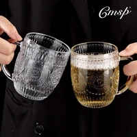 beer steins ice cube cool drinks cup household glass carved water cup sunflower handle cup european tea cup