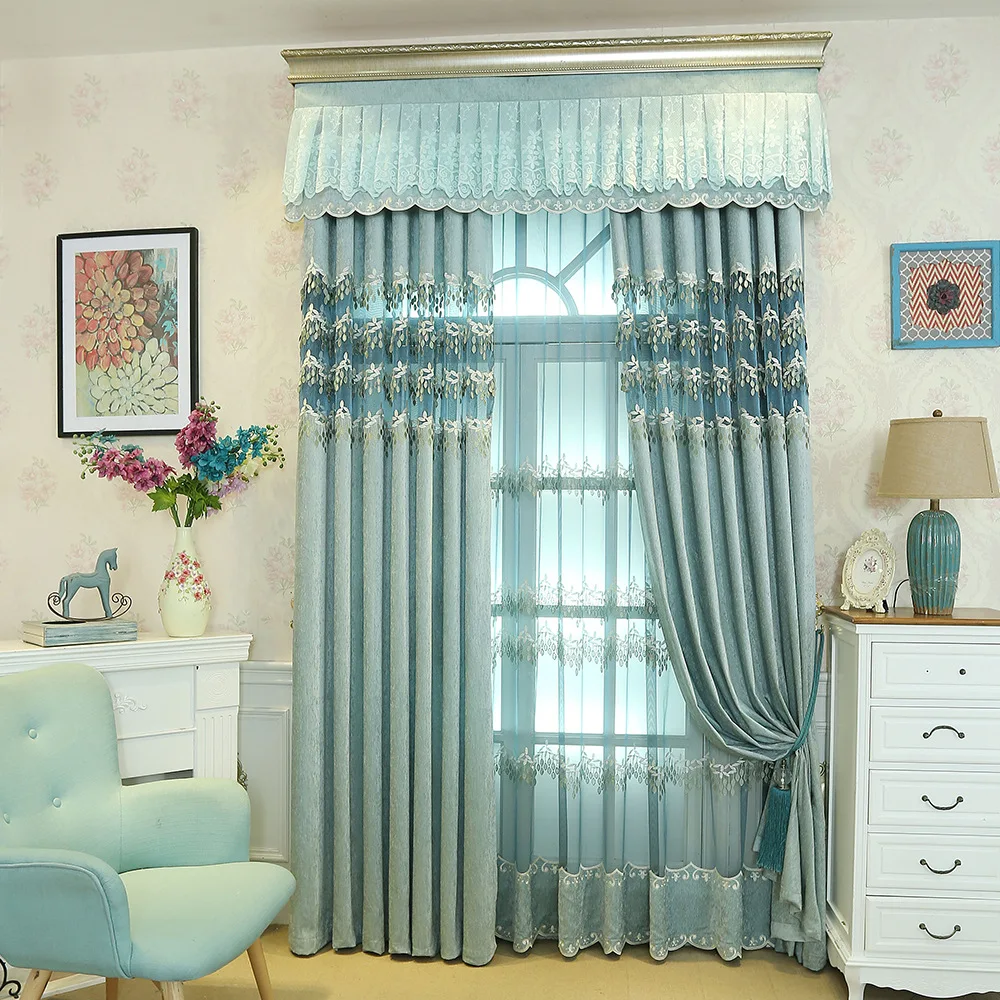 Современные Роскошные Синие затемняющие шторы для гостиной спальни окна