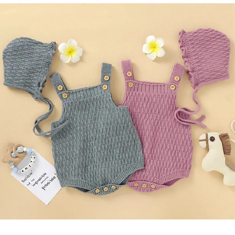 

Knitted Baby Girls Clothes With Hat Newborn Baby Romper For Boys Girls Infant Boys Clothes Toddler Girls Jumpsuit Autumn 0-2Y