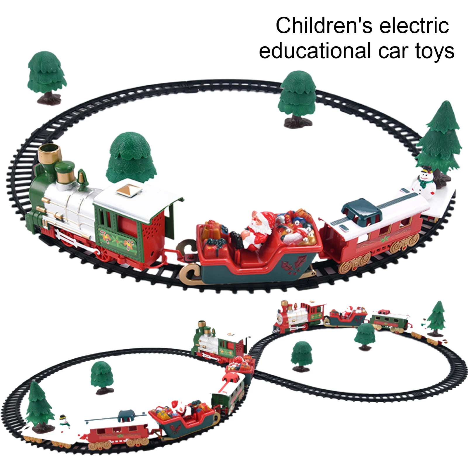

Child Classic Sounds Christmas Electric Rail Car Train Set Railway Tracks with Music Light Kids Toy Gift