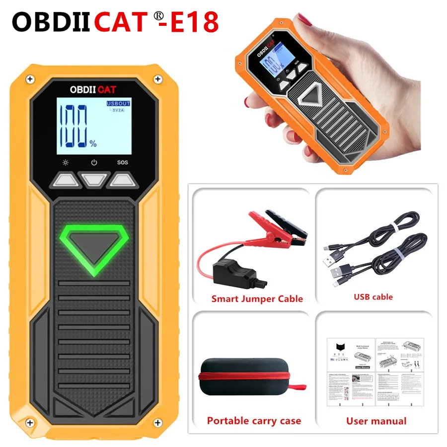 OBDIICAT E18 автомобильный стартер для скачка многофункциональное устройство Внешний