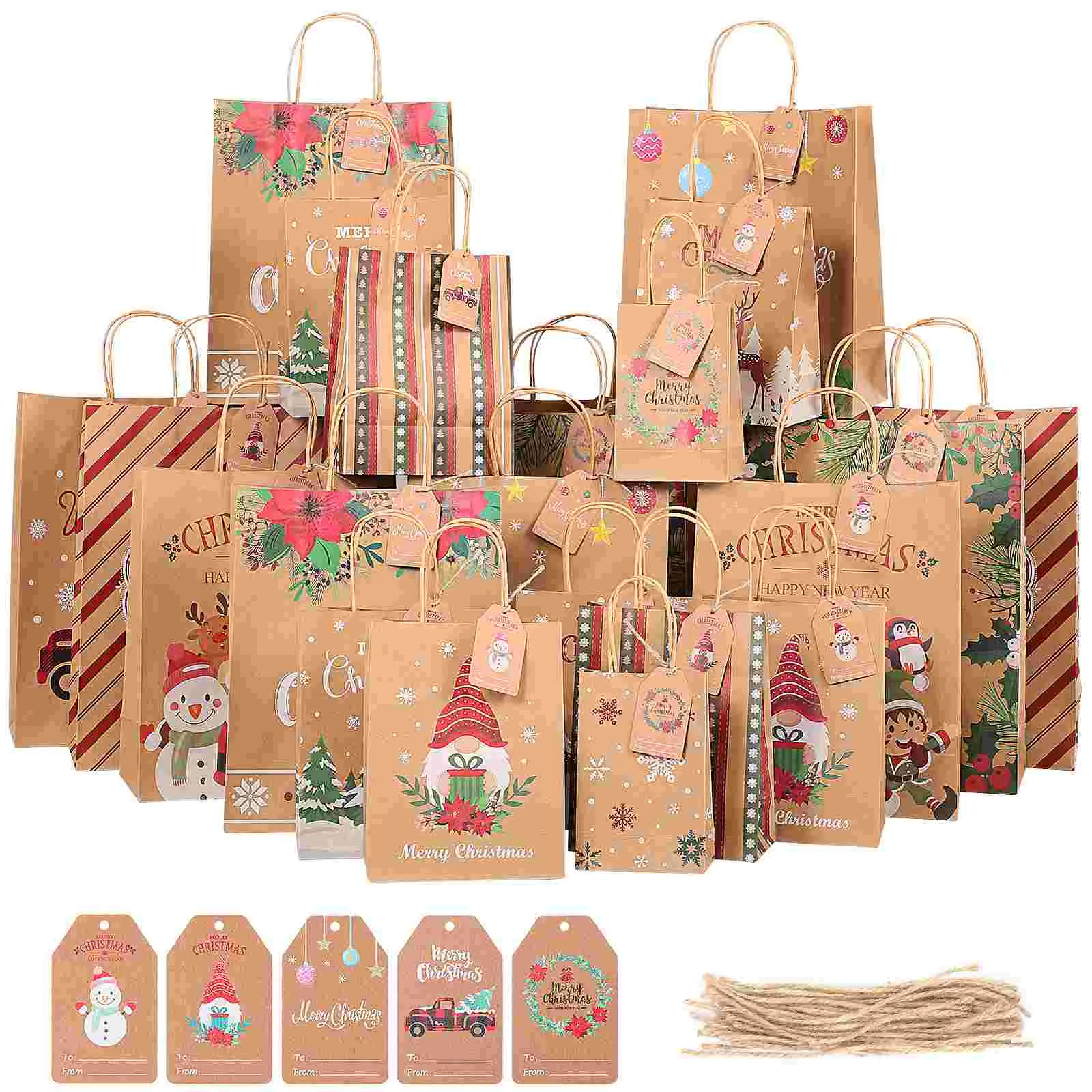 

Рождественские пакеты из крафт-бумаги Cabilock, 1 комплект, ручные подарочные пакеты, рождественские бумажные пакеты, пакеты для конфет