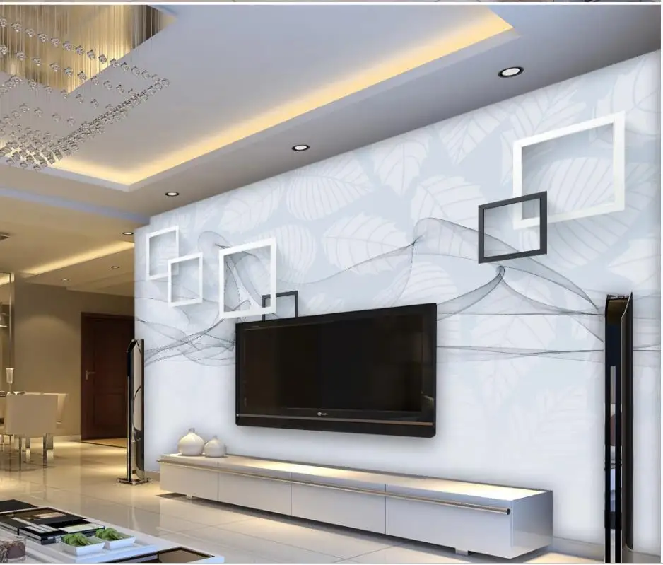 

wallpaper for walls 3 d for living room Modern minimalistic leaf curve tv background wall