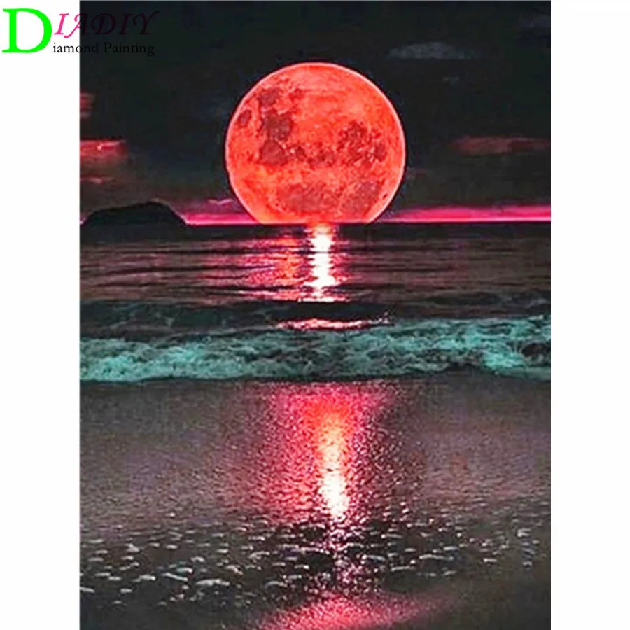 

DIADIY 5D DIY Diamond Painting Moon Full Square Diamond Embroidery Landscape Cross Stitch Mosaic Sale Home Decoration