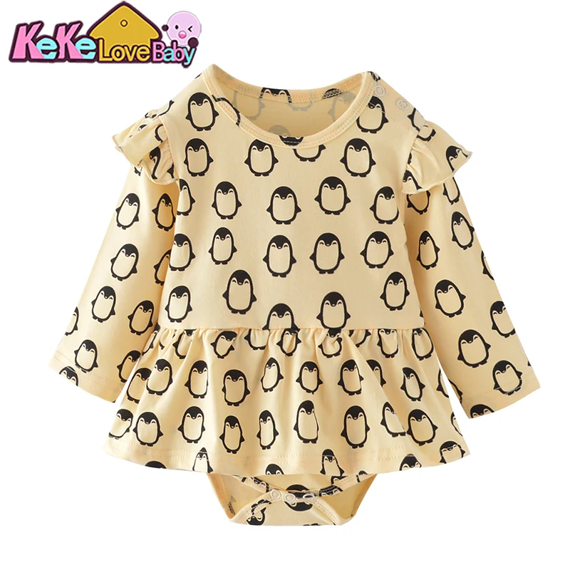 Newborn Infant Baby Girl Romper Dress Clothes Cute Penguin Cotton High Quality Tutu Dress Outfits Girs Clothing Summer Autumn