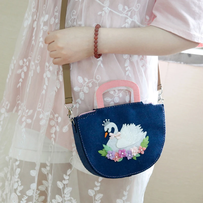 Сумки ручной работы из войлока в виде лебедя женская сумка на плечо украшения для