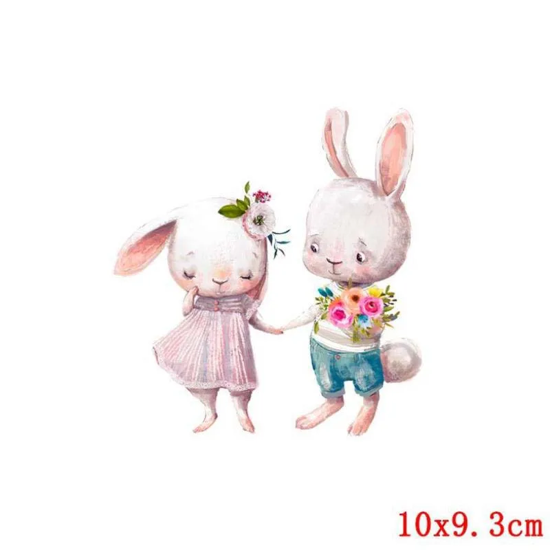 Симпатичный кролик теплопередача виниловый утюжок переводная наклейка для