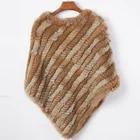 Женский трикотажный пуловер Etel Anderson, пончо из натурального кроличьего меха, треугольные накидки, жакеты из натурального меха