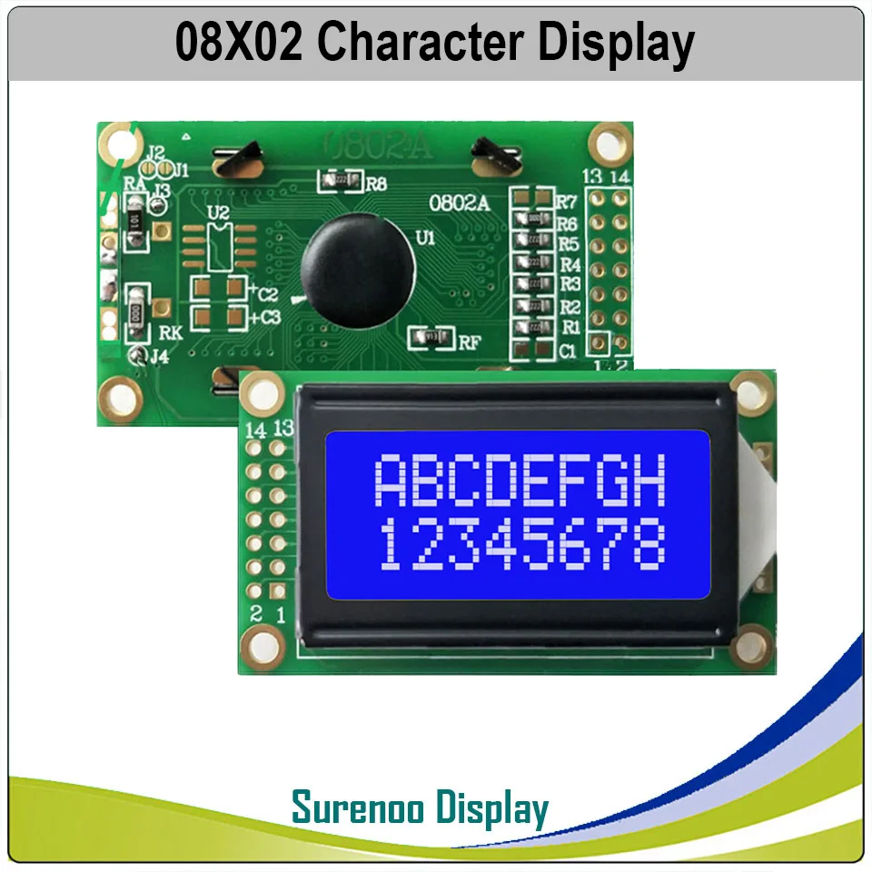 5 шт. X 8*2 0802 8X2 символьный ЖК-модуль дисплей экран LCM зеленая желтая задняя подсветка или синий цвет