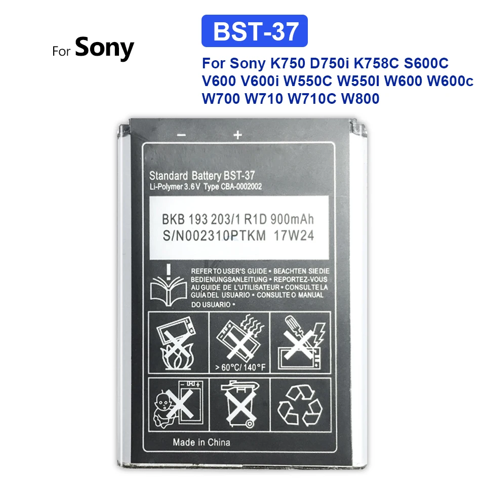 Аккумулятор для Sony Ericsson K750 D750i K758C S600C V600 V600i W550C W550I W600 W600c W700 W710 W710C W800 BST 37 | Мобильные