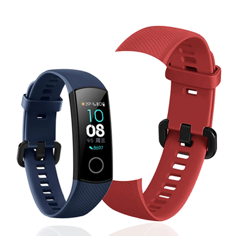 Спортивный ремешок для Honor Band 5 на запястье Huawei 4 силиконовый браслет мягкий ТПУ