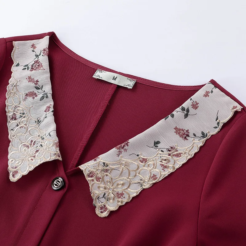 

Plus Size Ladies Dresses For Women Clothing 4xl 5xl Oversize Long Sleeve With White Collar Vintage Spring Autumn French Za Dress