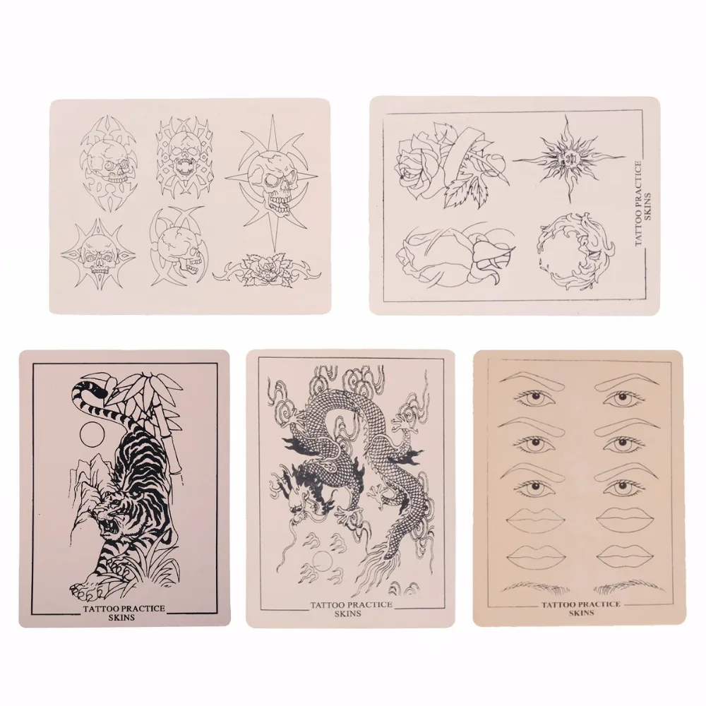 5 шт. дешевая татуировка для тренировки кожи 8x6 дюймов бровей тигра дракона цветка