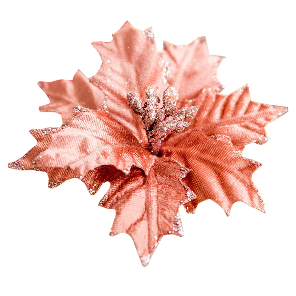 pink 20cm Большие искусственные цветы для рождественского декора, блестящие Искусственные цветы Poinsettia, сделай сам, украшение для дома, Рождества, Нового года, цветок для свадьбы - Цвет: pink 20cm