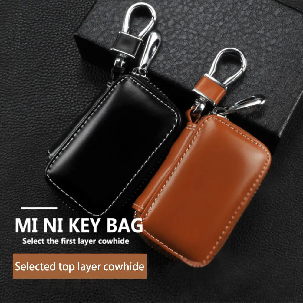 Кожаный чехол для автомобильных ключей брелок держатель монет сумка на молнии