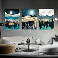 chenistory 3pc coloring by numbers sunset landscape acrylic drawing canvas picture mountains forest scenery art diy home decor