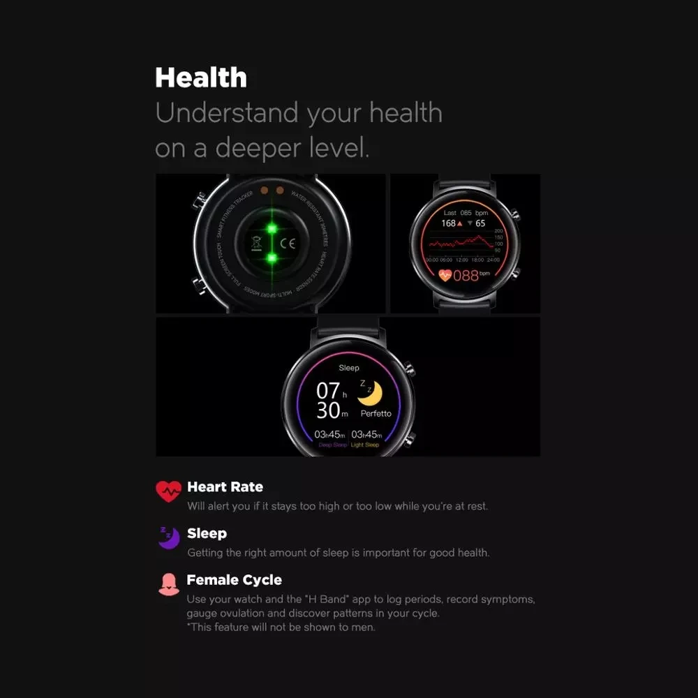 

New Zeblaze GTR Health Fitness smartwatch Metal Body 3 ATM 30 days Battery Life smart watch 2020 watch for women