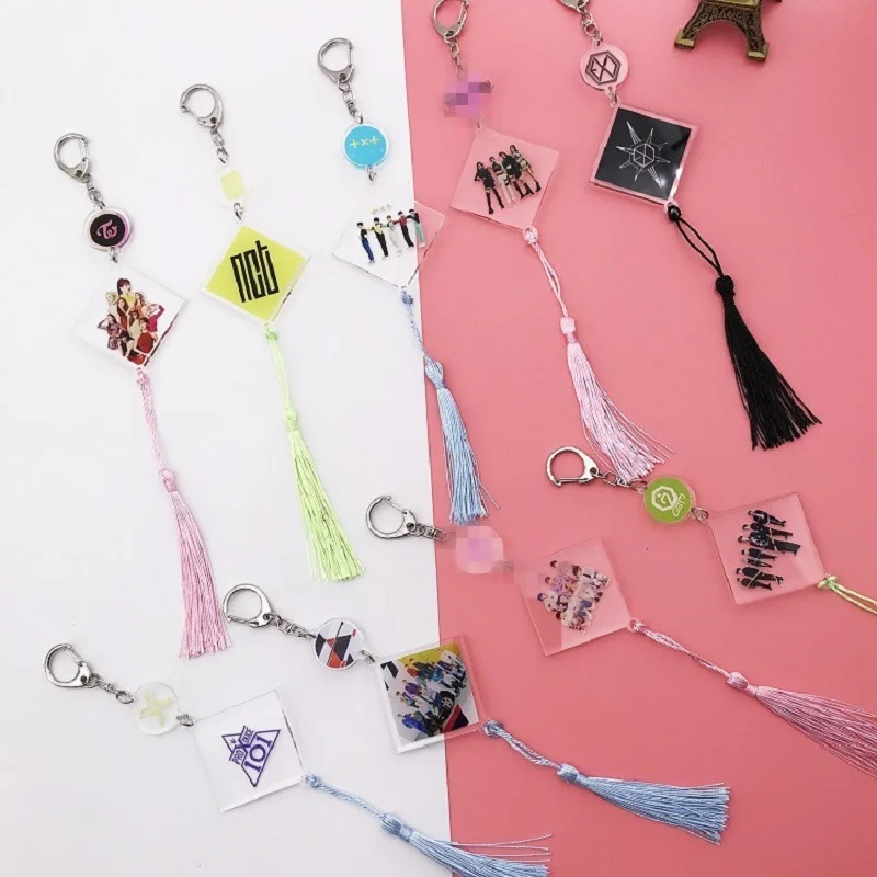 

KPOP Bangtan Boys GOT7 TWICE EXO BP NCT Tassel Keychain Pendant Jewelry
