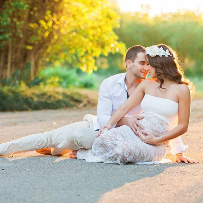 Платья для беременных с открытыми плечами Сексуальное Кружевное облегающее