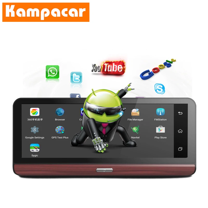 Kampacar 8,0 дюймов Android Smart зеркало заднего вида камера 4G gps навигации Dvrs с двумя объективами двойной тире Wi Fi видео регистраторы