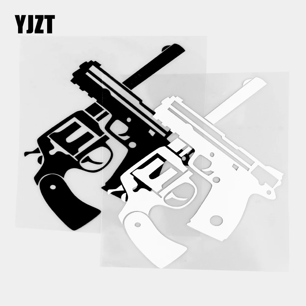 

YJZT 16,8 × 13,6 см классное оружие Автомобильная наклейка классический крест пистолет Изысканная Виниловая Наклейка декоративная форма черный/...