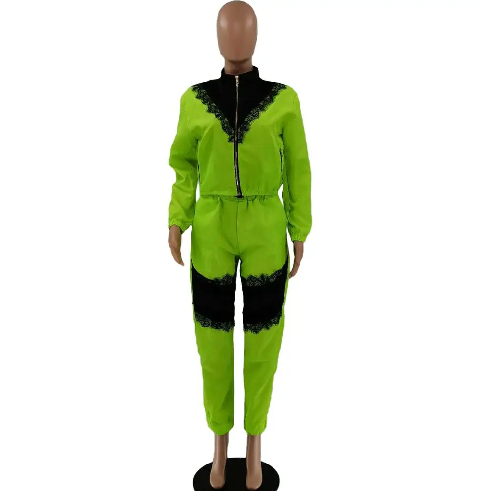 Простой Однотонная одежда на молнии с длинными рукавами топ и штаны Комплект из 2