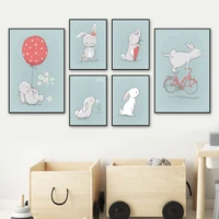 rabbit balloon radish bicycle flowers cartoons wall art canvas painting nordic posters and prints wall pictures child room decor