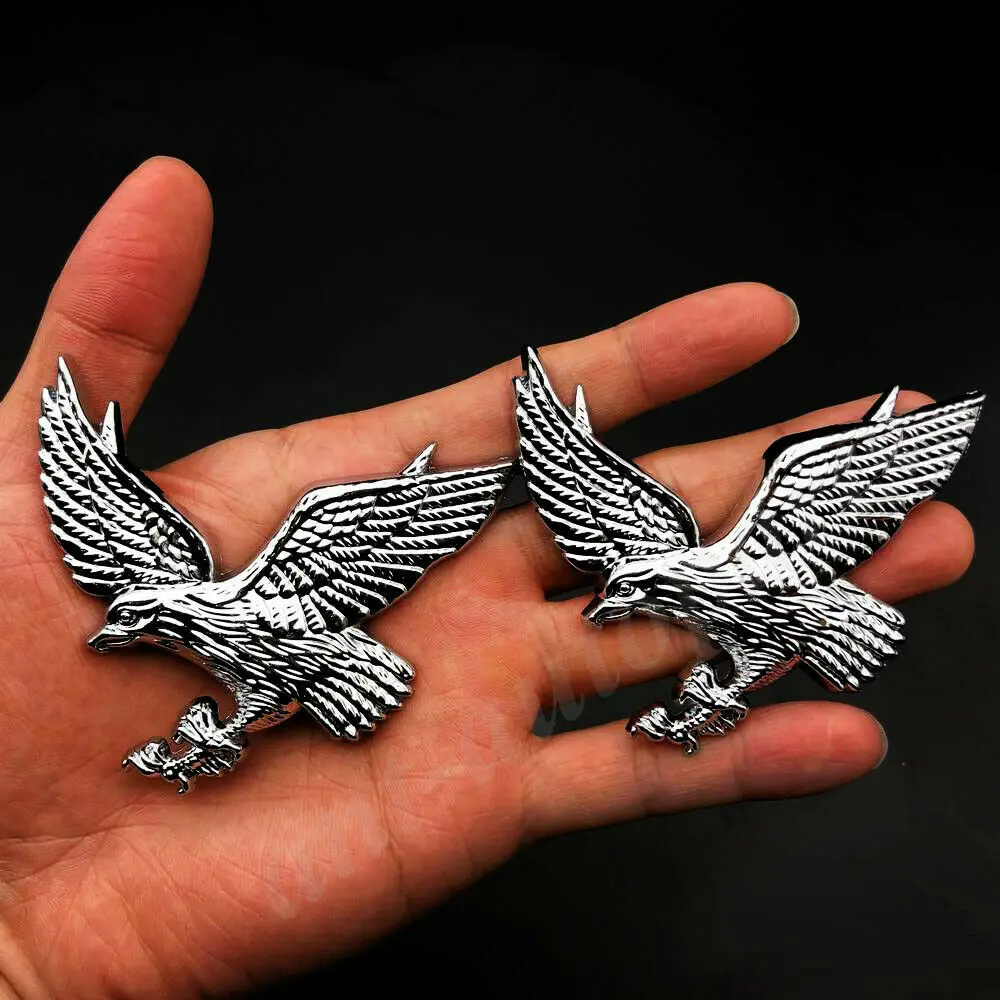 2pcs 3D Chrome Metal Eagle Hawk Logo Car Trunk Rear Emblem Badge Decal Sticker | Автомобили и мотоциклы