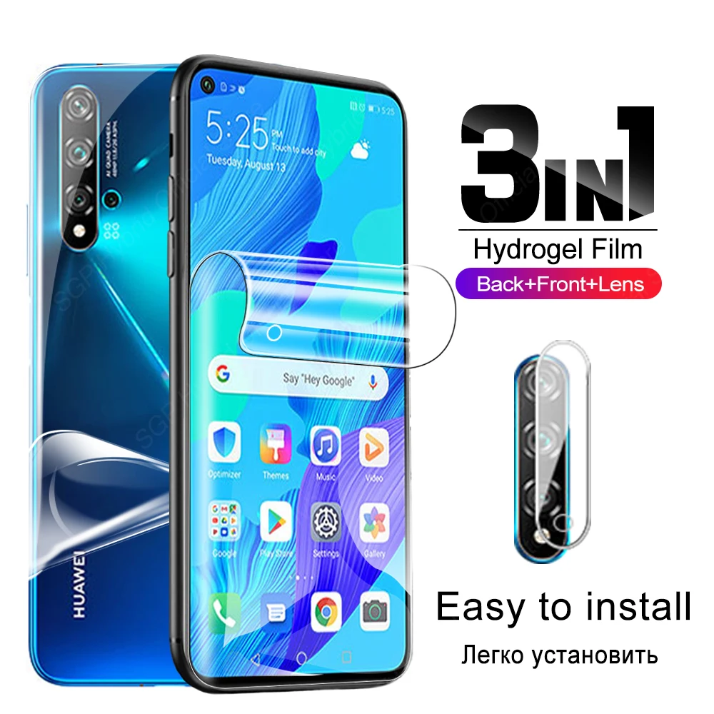 

3in1 Screen Hydrogel Film For Huawei Nova 5T 8 8i 9 Back Protective On nova9 nova8 5G 5 t nova5 nova5t t5 Camera Lens Protector