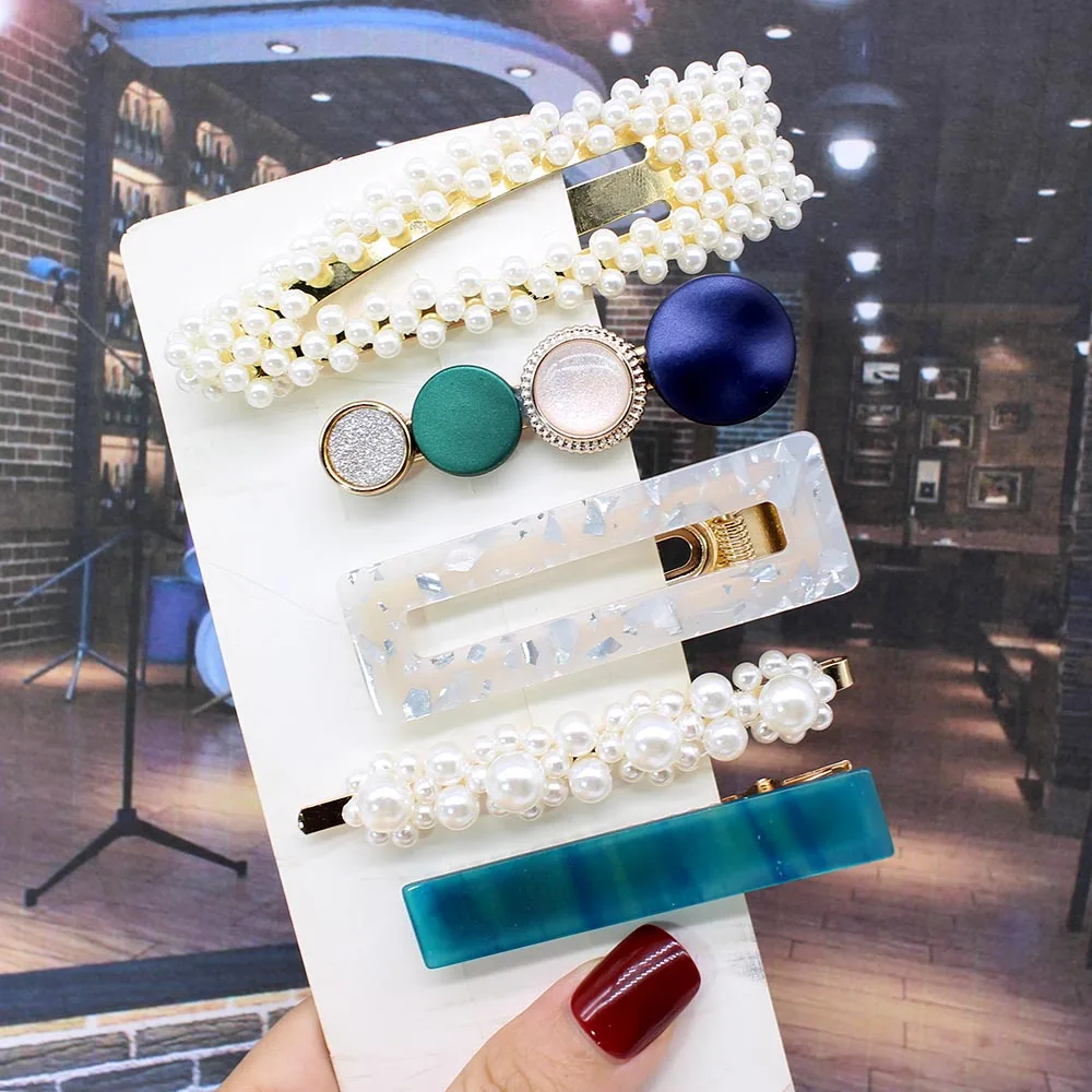 5pcs per set Ins Fashion 1 комплект женские элегантные жемчужные заколки для волос сладкий головной убор шпильки заколки аксессуары для волос из ацетатного волокна Набор для волос - Цвет: 5pcs per set