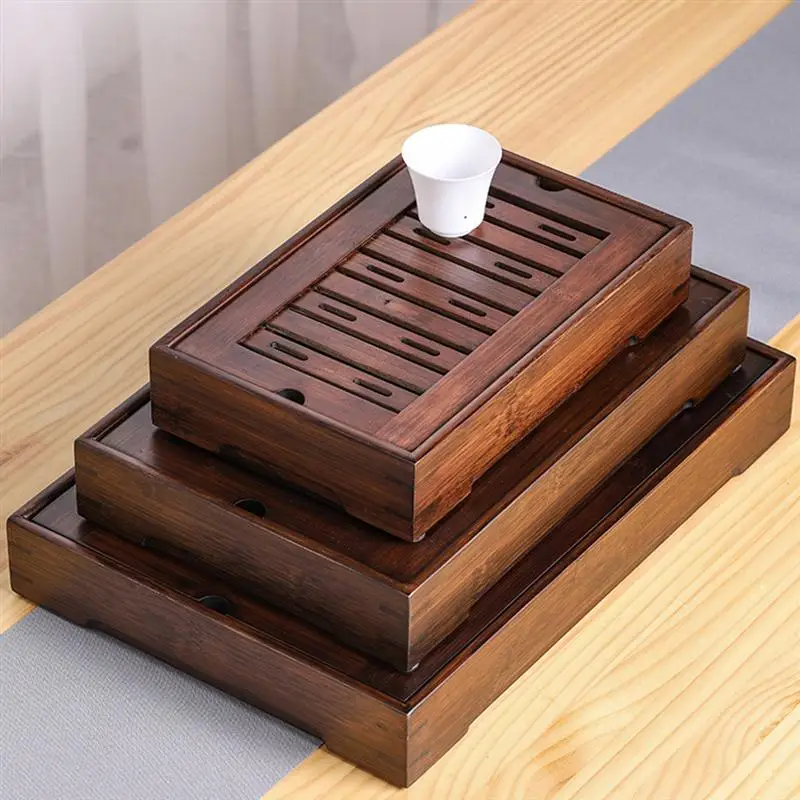 

1Pc Tea Table Service Tray Bamboo Tea Tray Accessories Rectangular Tea Tray Storage Type Tray Simple Tea-Things Storage Tray