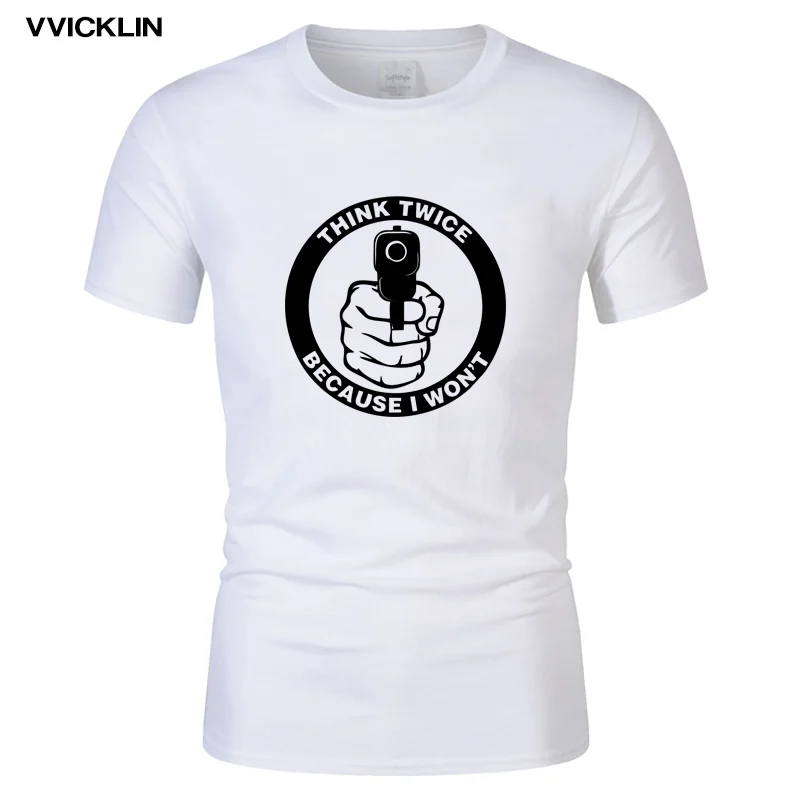 Думайте дважды потому что я не буду 2А Забавный принт оружия футболка Мужская