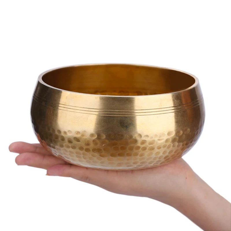 Cuenco de sonido de Buda tibetano hecho a mano, taz&oacute;n de Canto de meditaci&oacute;n de Yoga, artesan&iacute;a de Chime de lat&oacute;n, taz&oacute;n de canto tibetano de terapia musical-5